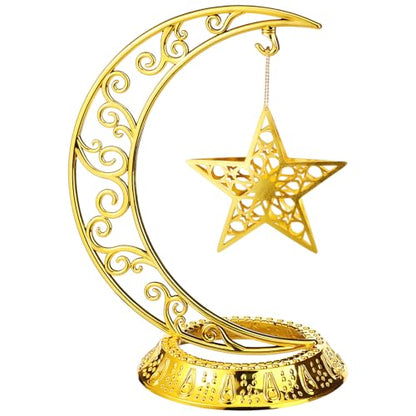 MorningRo Ramadan Decorations Plastic Eid Mubarak Table Decoration Moon Hollow Star Centerpiece Gold Ramadan Mubarak Ornament Kareem Table Signs for Home Decor Islamic Muslim Gifts - style: Classic