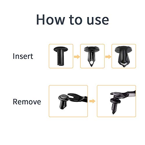 KEMIMOTO 200 PCS 8mm Universal Plastic Push Clips, Push-Type Nylon Bumper Fastener Rivet, Expansion Screws Replacement Compatible with Polaris RZR Ranger Can-Am Maverick Teryx Talon Pioneer Auto Body