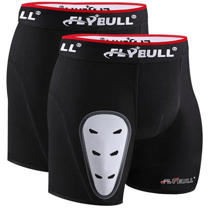 2-Pack Boys Cup Underwear Youth Boxer Briefs with 1 Protective Athletic Cup for Baseball, Football, Lacrosse - color: Black 3, size: X-Large