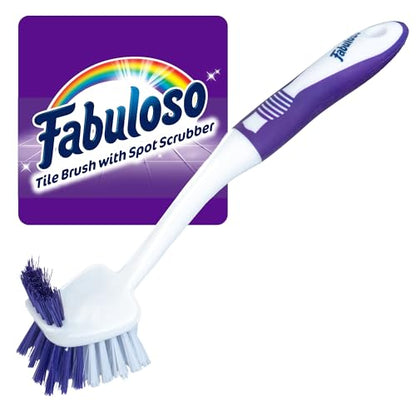 Fabuloso Long Tile Brush with Spot Scrubber, White and Purple, 11 Inch - size: Tile Brush w/ Spot Scrubber