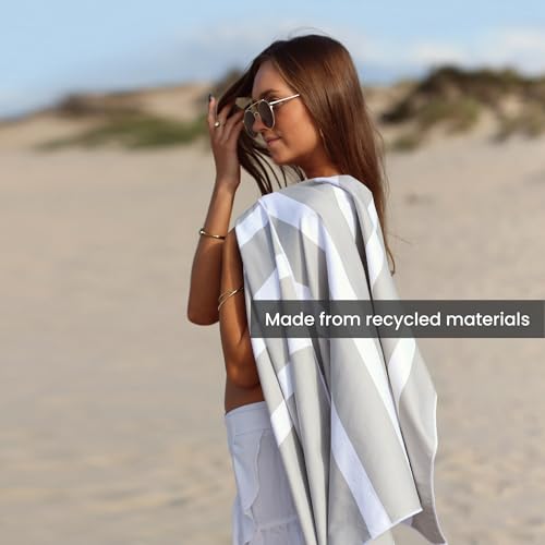 SummerSand Microfiber Beach Towel - Quick Dry, Sand Free - Compact and Lightweight for Travel - Recycled Materials - Travel Bag Included - Large Microfiber Towel (63x31.5in – Marble Sand) - color: Marble Sand