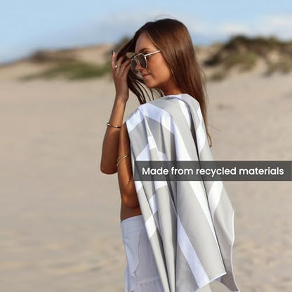 SummerSand Microfiber Beach Towel - Quick Dry, Sand Free - Compact and Lightweight for Travel - Recycled Materials - Travel Bag Included - Large Microfiber Towel (63x31.5in – Marble Sand) - color: Marble Sand