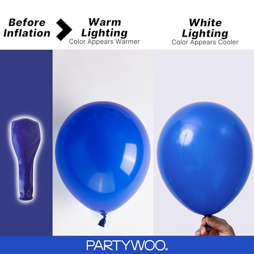 PartyWoo 로열 블루 풍선 152피스 다양한 사이즈 팩 45.7cm(18인치), 30.5cm(12인치), 25.4cm(10인치), 12.7cm(5인치) 다크 블루 풍선 아치 키트, 베이비 샤워, 성별, 졸업 해저 생일 파티 장식, 블루-Y59 - color: 블루-y59