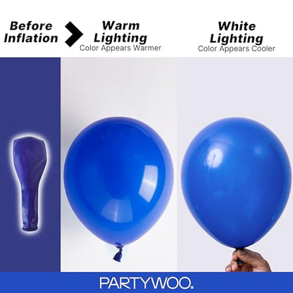 PartyWoo 로열 블루 풍선 128피스 다양한 사이즈 팩 45.7cm(18인치), 30.5cm(12인치), 25.4cm(10인치), 12.7cm(5인치) 다크 블루 풍선 아치 키트, 베이비 샤워, 성별 공개 졸업 바다 아래 생일 파티 장식 블루-Y59 - color: 블루-y59