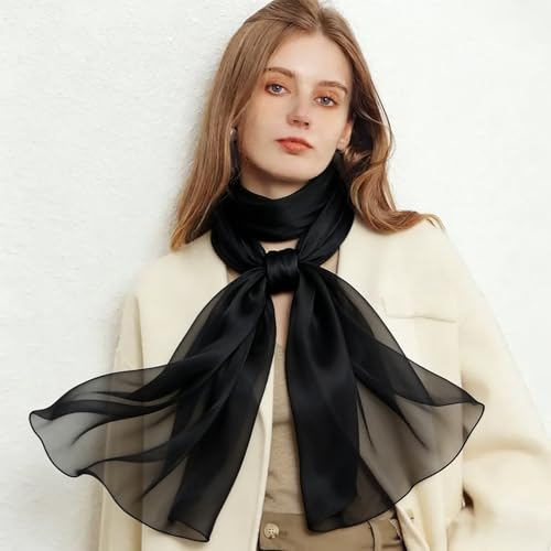 Chiffon Scarfs for Women Lightweight Scarf Shawl Fashion Scarves Sunscreen Shawls for Ladies - color: Black