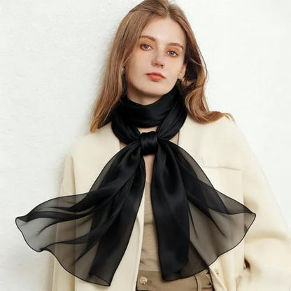 Chiffon Scarfs for Women Lightweight Scarf Shawl Fashion Scarves Sunscreen Shawls for Ladies - color: Black
