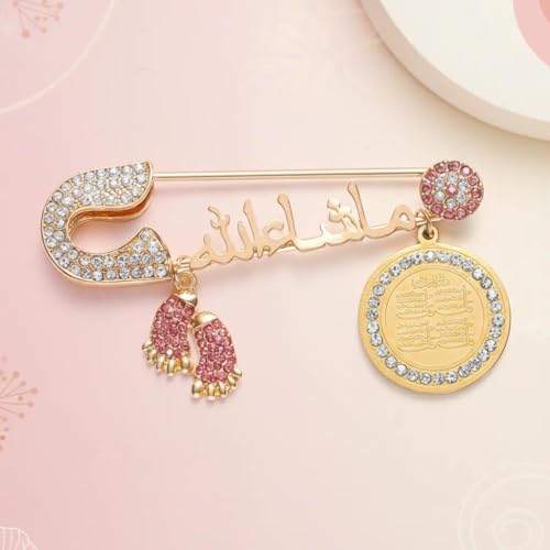 Islamic Quran Devil Footprint Pattern Pin Pendant Brooch, Banquet Classic Party Evening Dress Fashion Religious Prayer Amulet Jewelry Gift