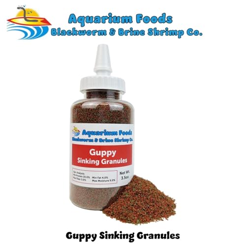 Guppy Sinking Granules Fish Food for Guppies, Endlers, Mollies, Platies, Swordtails, Groumis, Tetras, Catfish, Cichlids, All Community Tropical Fish…3.5oz Squeeze Bottle - size: 3.5 Ounce (Pack of 1)