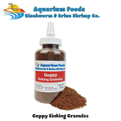 Guppy Sinking Granules Fish Food for Guppies, Endlers, Mollies, Platies, Swordtails, Groumis, Tetras, Catfish, Cichlids, All Community Tropical Fish…3.5oz Squeeze Bottle - size: 3.5 Ounce (Pack of 1)