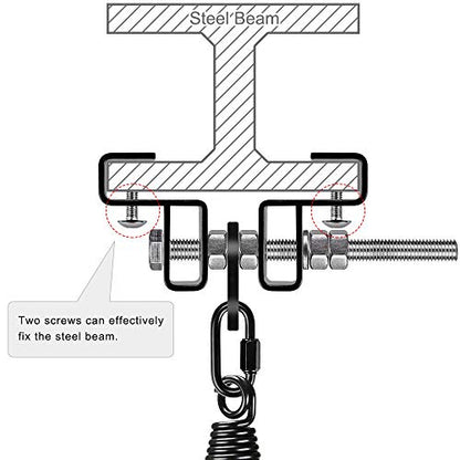 Dolibest Heavy Duty Steel Beam Hanger, Heavy Bag Mount, I Beam Heavy Bag Hanger with Spring for Boxing Muay Thai Training, 350Lbs Capacity