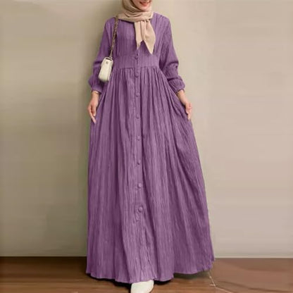 Abaya Dress For Women One-Piece Prayer Clothes Abaya Dubai Kaftan Long Sleeve Robe Thobe Dubai Islamic Clothing - color: Purple, size: 5X-Large