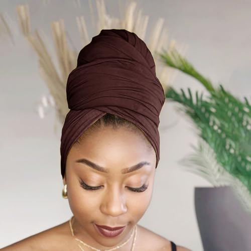 Hijab Scarf for Women Soft Muslim Hijabs Head Wrap Scarves Fashion Long Hair Shawls Stretchy Muslin Headscarf - color: Brown Hijab Scarf for Women