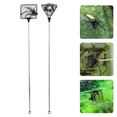 2pcs Fine Mesh Aquarium Fish Nets with Stainless Steel Handle Small Nylon Shrimp and Fish Catch Nets for Freshwater and Saltwater Tanks and Adults