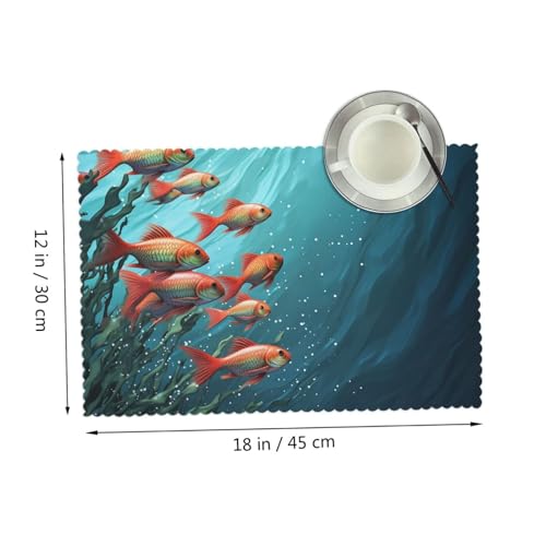 Placemats Set of 4 Heat Resistant Fish Aquarium Place mat for Dining Table Non-Slip Table Mats Desktop Protection Pad Washable Place Mats for Kitchen Dining Outdoor - color: Fish Aquarium