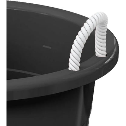 17 Gallon Heavy Duty Plastic Storage Tub with Rope Handles, Large Utility Bucket for Home Garage Garden, Leak-Resistant Stackable Container, Black (2-Pack)