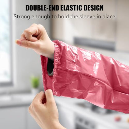 Yzurbu 2 Pairs Arm Sleeves Covers, Soft Waterproof Oil-proof Sleeves Protector for Arm with Elastic on Cuffs - color: Pink - 2pairs
