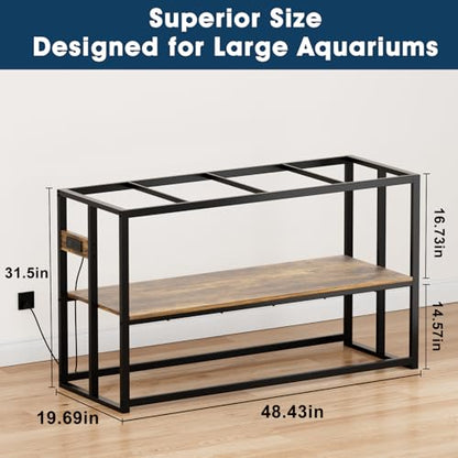Urban Deco 55-75 Gallon Fish Tank Stand with Power Outlets, 900LBS Capacity Aquarium Stand, Metal Fish Tank Stand Dual-Layer Design Terrarium Stand, Rustic Brown - color: Brown, size: 75 gallon