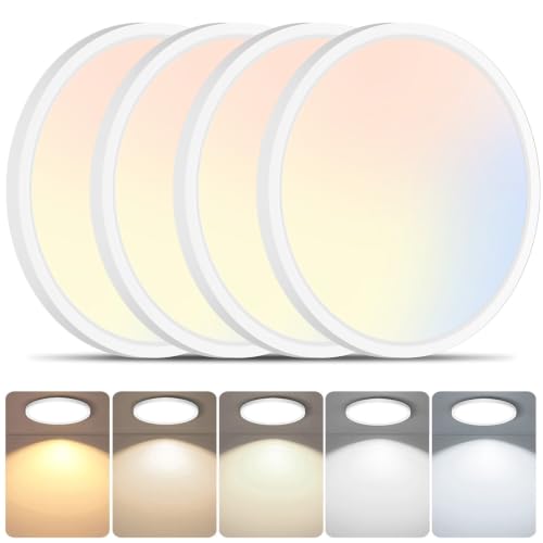 Brightever 4 Pack 12 Inch LED Flush Mount Ceiling Light Fixture White - color: White, size: 12 Inch-4 Packs