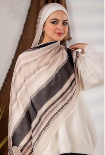 Hijab Modest and Elegant | Beautifully Designed Printed Chiffon Patterns | Muslim Women Head Scarf and Veil - color: Beige P