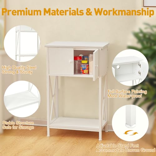 LAQUAL 10 Gallon Fish Tank Stand with Cabinet, Double Aquarium Stand for 10 & 5 Gallon Fish Tank, Heavy Metal Stand with Stable Structure, Adjustable Table Feet & Anti-tilt Device - White - color: White 5-10Gallon, size: 5-10Gallon