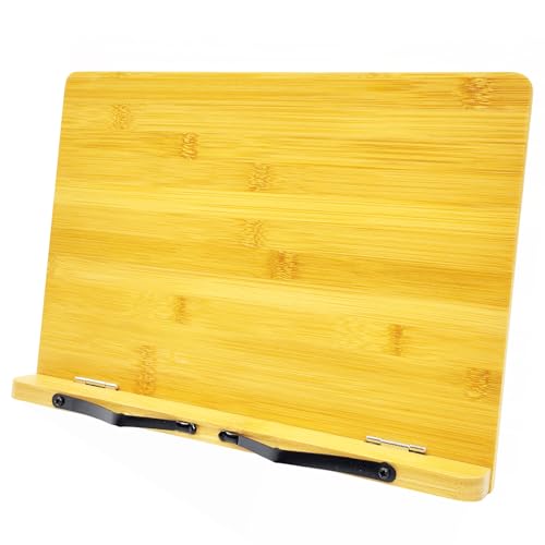 Large Book Stand 15.4" x 11.0" Bamboo Heavy-Duty Book Holder for Textbooks - size: Large (15.4 x 11 Inch)