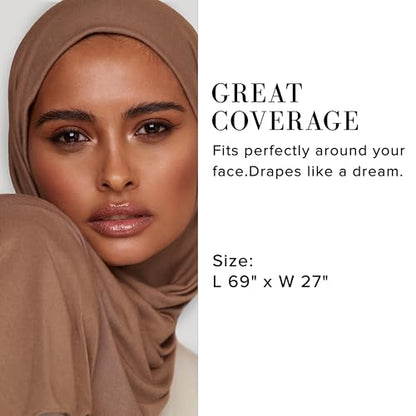 VOILE CHIC 여성용 프리미엄 저지 히잡 스카프 - 이슬람 헤드 스카프 랩 히잡 - color: 다크 토프., size: Regular