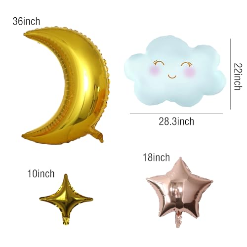 Birthday Balloons Set Moon Cloud Star Foil Balloons for Gender Reveal Birthday Wedding Party Decorations Supplies