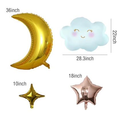 Birthday Balloons Set Moon Cloud Star Foil Balloons for Gender Reveal Birthday Wedding Party Decorations Supplies