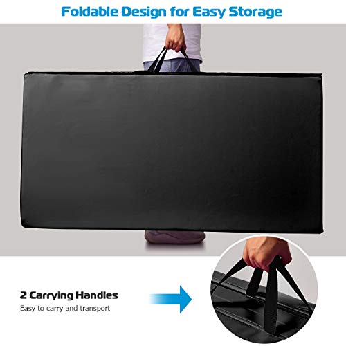 Giantex 4'x8' Gymnastics Mat, 2" Thick Folding Tumbling Mat with Carrying Handles, Foldable Gym Mat with Hook and Loop Fastener, Cheer Mats for Kids Adults Home Exercise Aerobics Fitness - color: Black