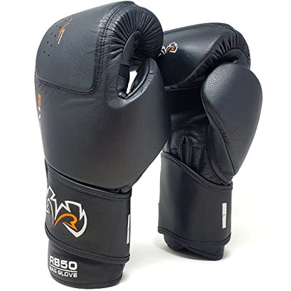 RIVAL Boxing RB50 Intelli-Shock Compact Bag Gloves, Hook and Loop Closure - Soft Inner Lining, Multi-Layered Foam Padding - color: Black, size: Medium