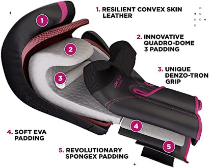 RDX Boxing Gloves, Pro Training Sparring, Maya Hide Leather, Muay Thai MMA Kickboxing, Men Women Adult, Heavy Punching Bag Focus Mitts Pads Workout, Ventilated Palm, Multi Layered, 8 10 12 14 16 18 Oz - color: PINK, size: 14 OZ