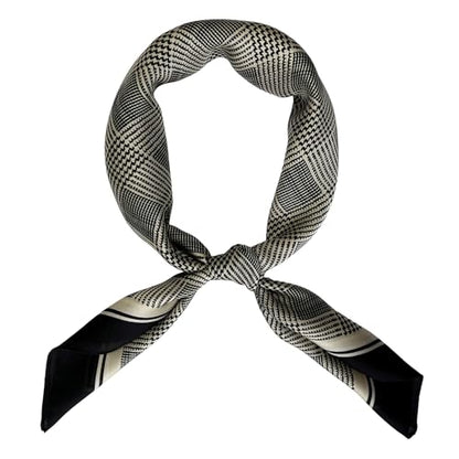 FONYVE Silk Feeling Scarf Medium Square Satin Head Scarf for Women 27.5 × 27.5 inches - color: 04 Houndstooth