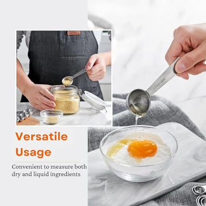 14PCS Measuring Spoons Set, 1 tbsp, 1/2 tbsp, and 1-1/16tsp Stainless Steel Measuring Spoons for Cooking Baking Spice Jars and Liquid Ingredients - size: 14 Pcs