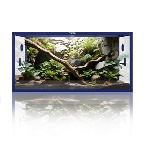 120 Gallon Reptile Tank for Bearded Dragon, Snake, Adult Reptile | Optimal Ventilation & Light Penetration by Rust Proof Mesh Top, Easy Assembly within 6 Steps with Clear Instruction - color: Dart Blue, size: 120 Gallon