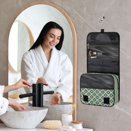 Islamic Ethnic Theme Traveling Toiletry Bag for Women Men Portability Hanging Makeup Bag Shaving Bag for Travel Toiletries Cosmetics Organizer