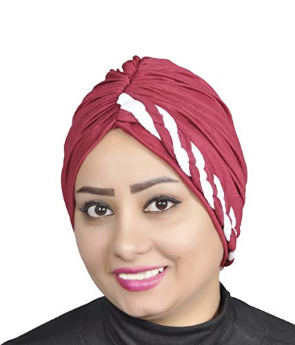 AL AMIRA Stretch Turban Headwrap for Women – Soft Hijab Cap - color: Red