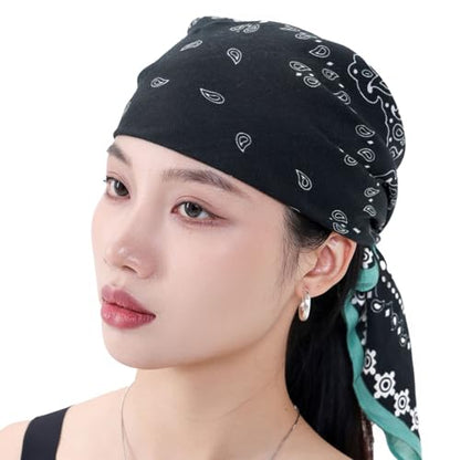 여성용 헤드 스카프 66cm(26인치) 실크처럼 매끄러운 라지 스퀘어 스카프, 헤어 랩, 야간 및 수면용 - color: Jaen Collections 10 - 네이비 페이즐리