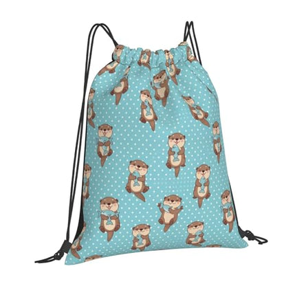 Lightweight String Backpack, Cute Otter Fish Pattern, Breathable Polyester Drawstring Bag for Travel and Outdoor Camping - color: Pattern (375)