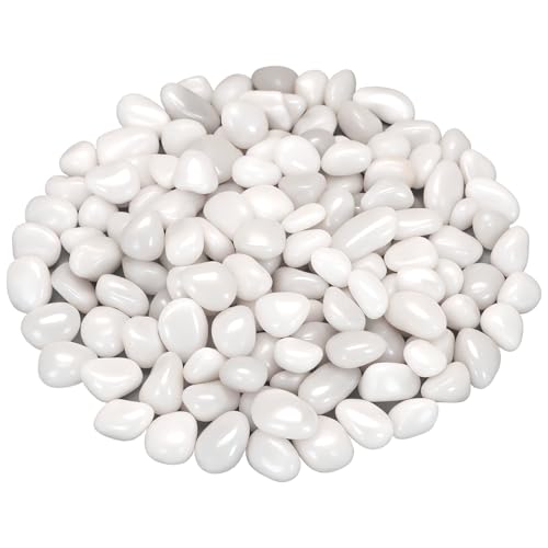 Succulent Rocks,Virekm River Rocks,Decorative Ornamental Pebbles | Garden Landscaping Stones,Gravel Filler for Home Decoration Flower Bed Fish Tank Plants Vases Succulents ( White, 2 Pounds) - color: White, size: 2 Pounds