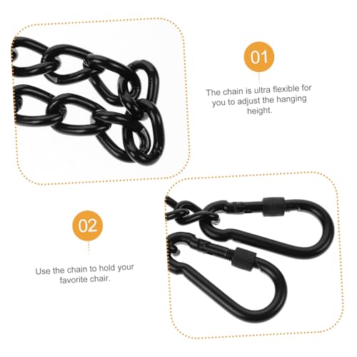 GALPADA Strong Steel Hanging Chains Snap Hooks for Hammocks Height Black Coated Link Set for Swing Chairs and Punching Bags Easy Installation for Outdoor and Indoor Use