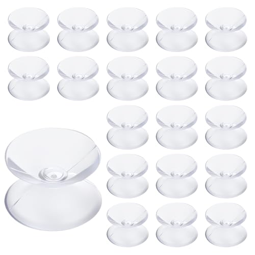 20 Piece Double Sided Suction Cups 20mm/0.8 Inch Clear PVC Plastic Sucker Pads for Glass Table Mirror Furniture Spacers