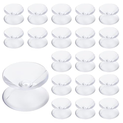 20 Piece Double Sided Suction Cups 20mm/0.8 Inch Clear PVC Plastic Sucker Pads for Glass Table Mirror Furniture Spacers