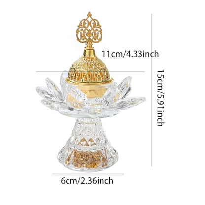 Glass Lotus Incense Burner with Cover and Tongs, Bakhoor Burner for Home, Office, Meditation, and Ramadan Decoration - style: Style A