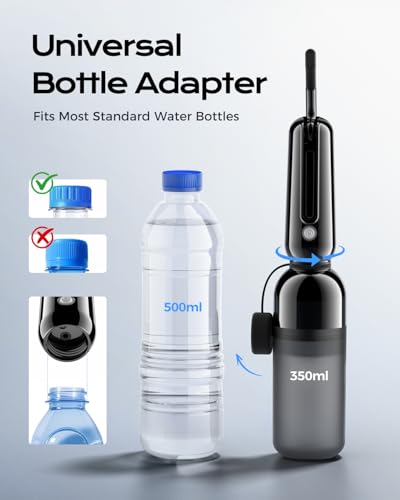 ESSAGER Portable Bidet for Travel, Foldable & Rechargeable Handheld Sprayer–Waterproof with 2 Pressure Modes, 350ml Expandable Bottle for Women, Men, Baby, Postpartum & Personal Hygiene(Black) - color: Black