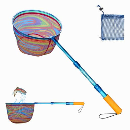 Kids Fishing Net - Extendable Telescopic Landing Net for Boy Girl Children Catching Small Fish Crab Shrimp Minnow Dragonfly Beach Pier Lake River Ocean - color: Style 1 (Blue)