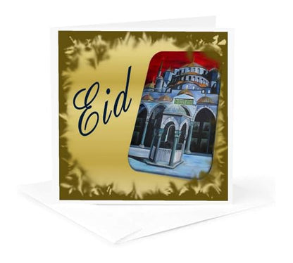 3dRose Eid- feast of the sacrifice, greater eid, muslim holiday, islamic, bayram, eker bayram 6 Greeting Cards with envelopes