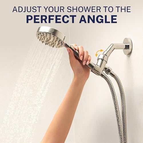 HammerHead Showers® Solid Metal Handheld Shower Head Holder - Matte Black - Adjustable Shower Wand Holder with Universal Wall Hook Bracket and Brass Pivot Ball - Hand Held Shower Head Holder - color: Matte Black