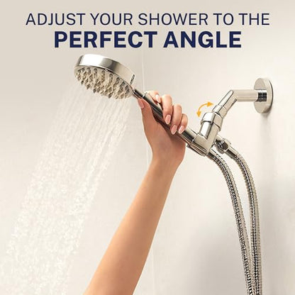 HammerHead Showers® Solid Metal Handheld Shower Head Holder - Brushed Nickel - Adjustable Shower Wand Holder with Universal Wall Hook Bracket and Brass Pivot Ball - Hand Held Shower Head Holder - color: Brushed Nickel