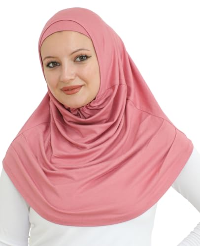 Prien Chic Ready To Wear Hijab For Women, Muslim Long Turban Undercap Set, Instant Scarf, Prayer Clothes For Girls, Abaya - color: Dusty Rose