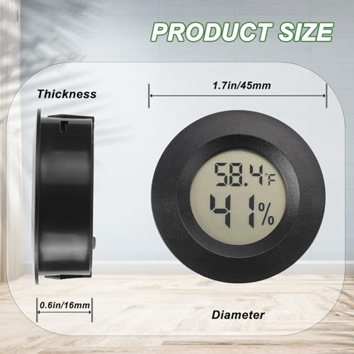 Mini Hygrometer Digital Thermometer Humidity Meter 6 Pack Hygrometer Thermometers Indoor/Outdoor Humidity Monitor Reptile Thermometer for Greenhouse Garden Cellar Fahrenheit(℉)/ Celsius(℃)